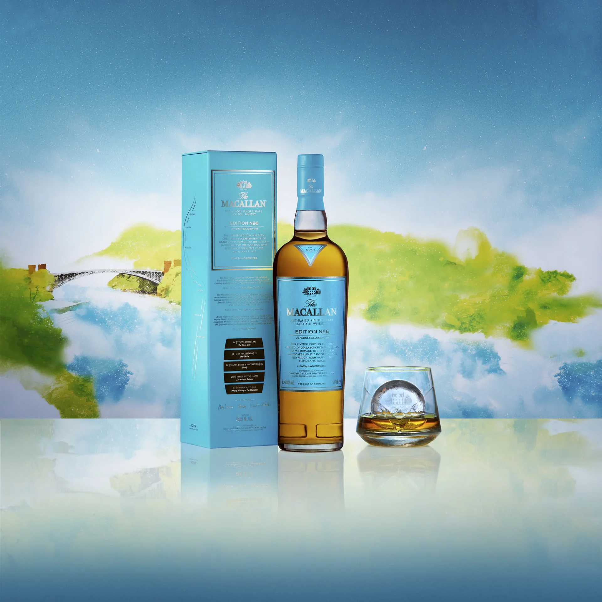 Fotografía de producto publicitaria para el lanzamiento del whisky The Macallan · Edition num. 6 a nivel mundial.